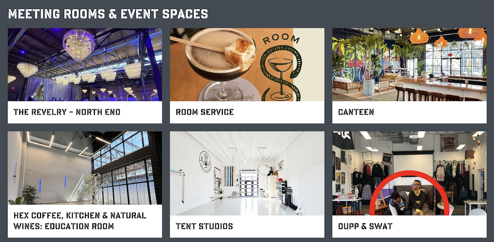 Various event spaces in Camp North End Charlotte